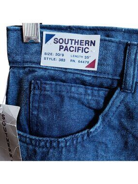 29x34 80s Vintage Mens Jeans NEW INDIGO DENIM SOUTHERN PACIFIC JEANS